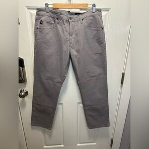 AG Adriano Goldschmied Everett Slim Straight Pants Micro Check Taupe Gray 34x32